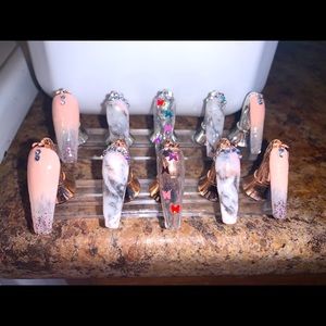 Marble butterfly press on nails